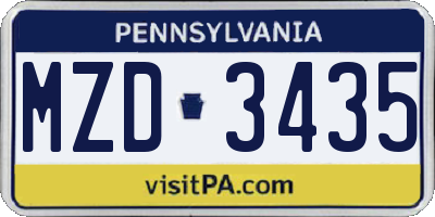 PA license plate MZD3435