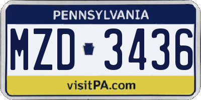 PA license plate MZD3436