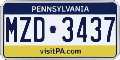 PA license plate MZD3437