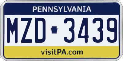 PA license plate MZD3439