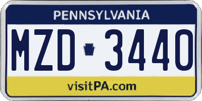 PA license plate MZD3440