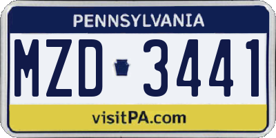 PA license plate MZD3441