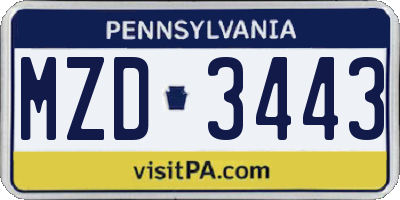 PA license plate MZD3443
