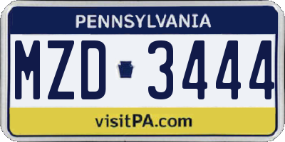 PA license plate MZD3444