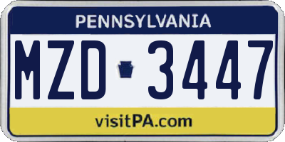 PA license plate MZD3447