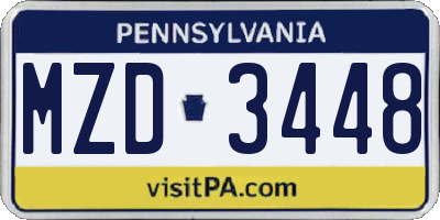 PA license plate MZD3448