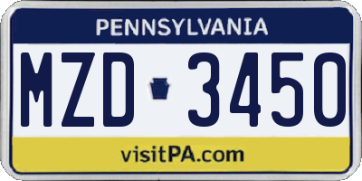 PA license plate MZD3450