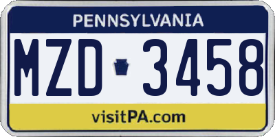 PA license plate MZD3458