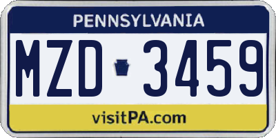 PA license plate MZD3459