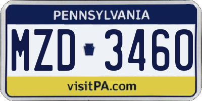 PA license plate MZD3460