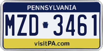 PA license plate MZD3461