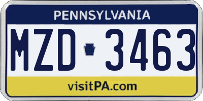 PA license plate MZD3463