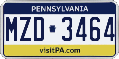 PA license plate MZD3464