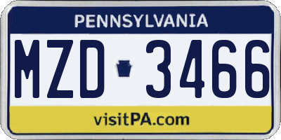 PA license plate MZD3466