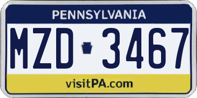 PA license plate MZD3467
