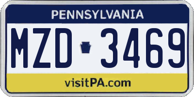 PA license plate MZD3469