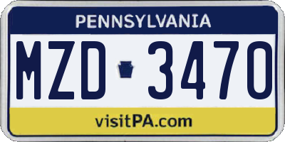 PA license plate MZD3470