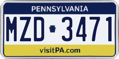 PA license plate MZD3471