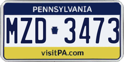 PA license plate MZD3473