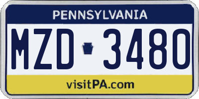 PA license plate MZD3480