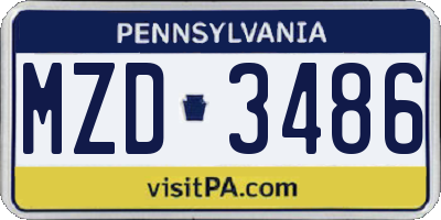 PA license plate MZD3486
