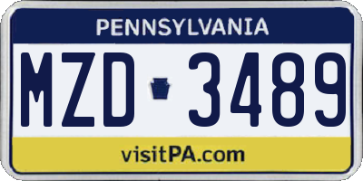 PA license plate MZD3489