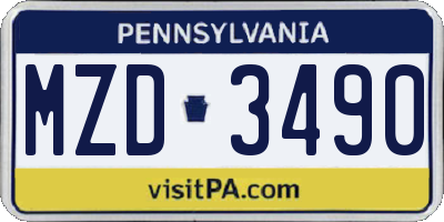 PA license plate MZD3490
