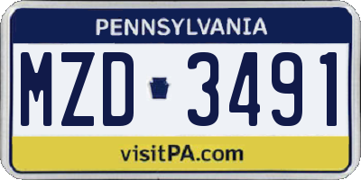 PA license plate MZD3491