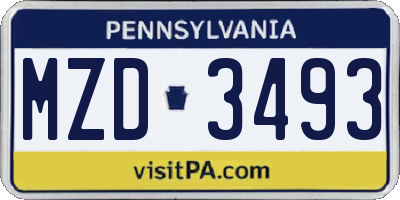 PA license plate MZD3493