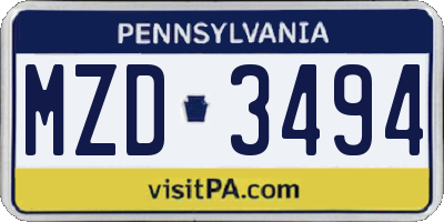 PA license plate MZD3494