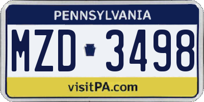 PA license plate MZD3498