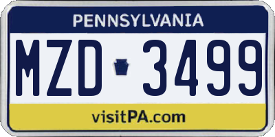PA license plate MZD3499