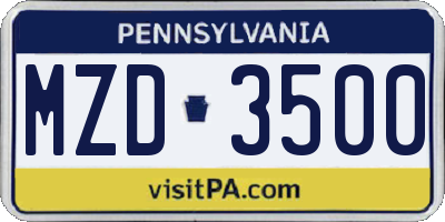 PA license plate MZD3500