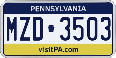 PA license plate MZD3503