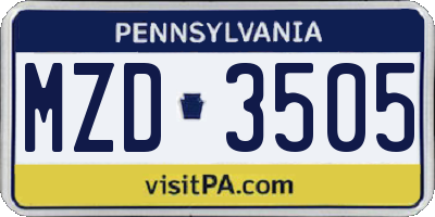 PA license plate MZD3505