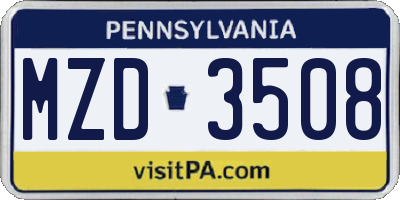 PA license plate MZD3508