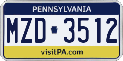 PA license plate MZD3512