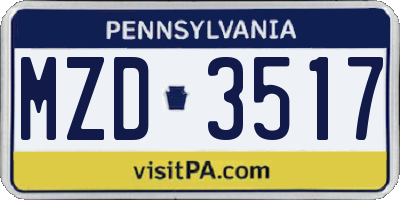 PA license plate MZD3517