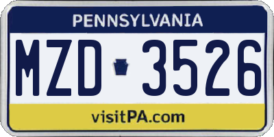 PA license plate MZD3526