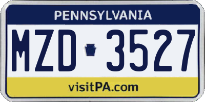 PA license plate MZD3527