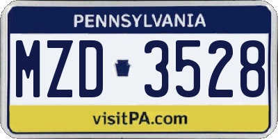 PA license plate MZD3528