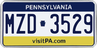 PA license plate MZD3529