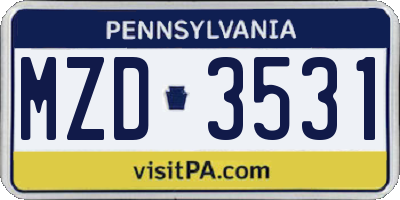PA license plate MZD3531