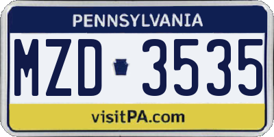 PA license plate MZD3535