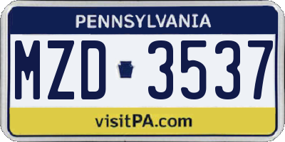 PA license plate MZD3537