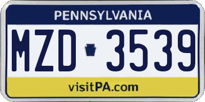 PA license plate MZD3539
