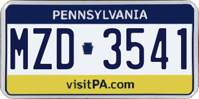 PA license plate MZD3541