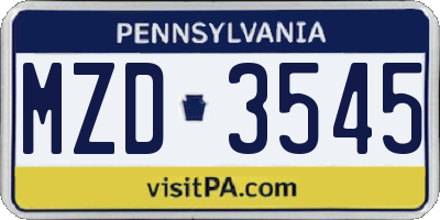 PA license plate MZD3545