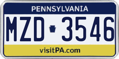 PA license plate MZD3546