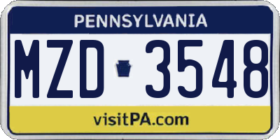 PA license plate MZD3548